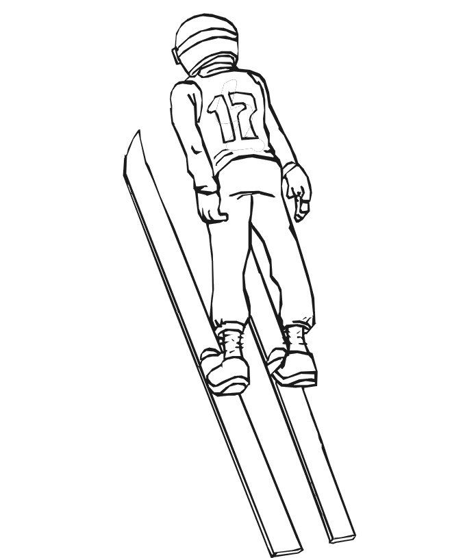 Skiing coloring page a petitive ski jumper