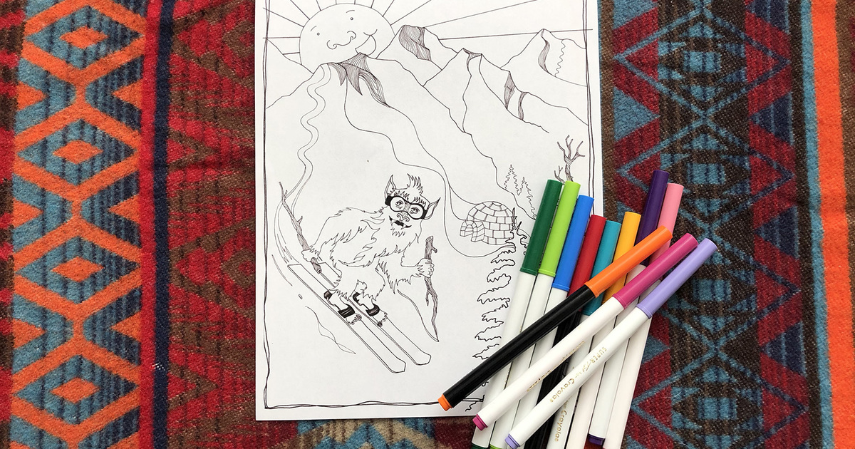 Skiing coloring pages