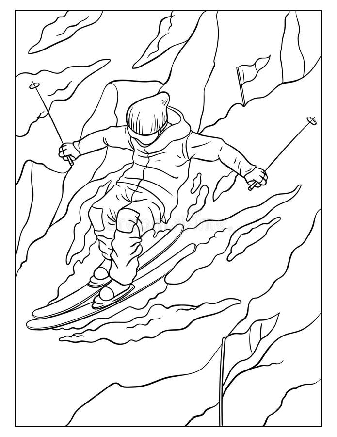 Skier coloring page stock illustrations â skier coloring page stock illustrations vectors clipart