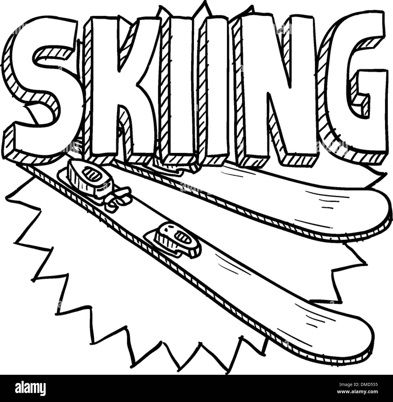 Snow skiing sketch hi