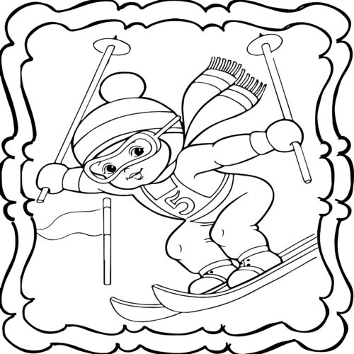 Skiing coloring book easy and fun skiing coloring book for kids made by teachers