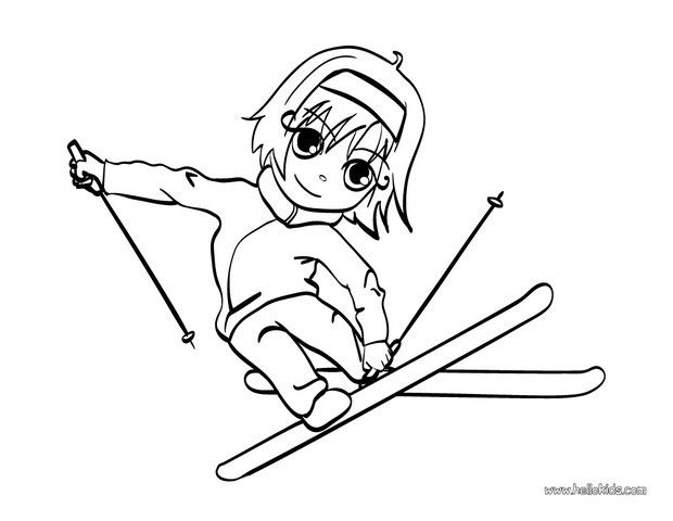 Skiing girl coloring page you will find your favorite coloring sheets on hellokids sports coloring pages coloring pages cool coloring pages