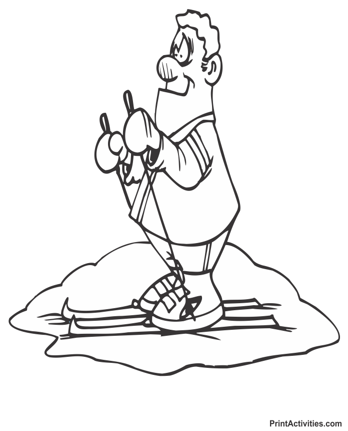 Fitness coloring page cross country skiing