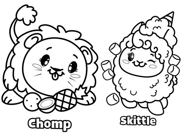 Funny chomp and skittle pikmi pops coloring page coloring pages cute coloring pages cool coloring pages