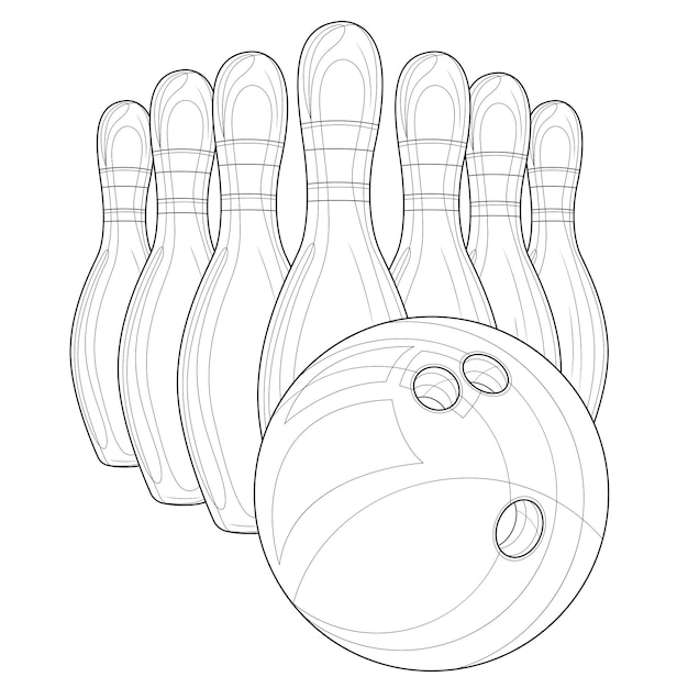 Premium vector skittles and bowling ballcoloring book antistress for children and adults