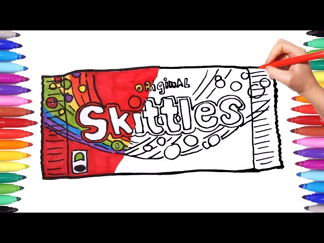 Drawing and coloring skittles candy pack skittles coloring pages for kids painting candies