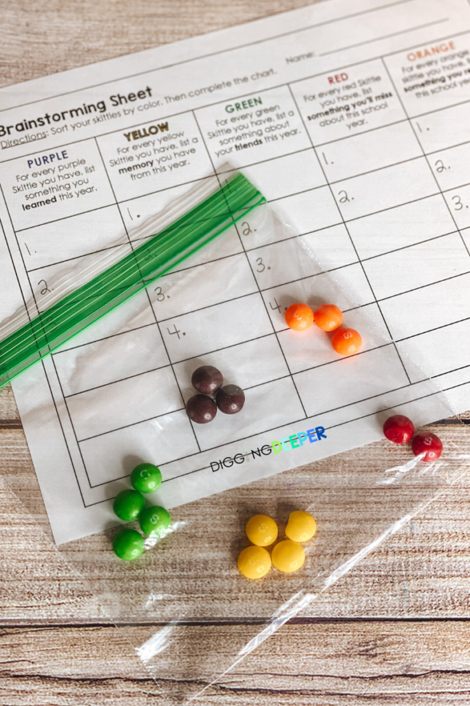 Create a memorable keepsake with this skittles end of year writing activity