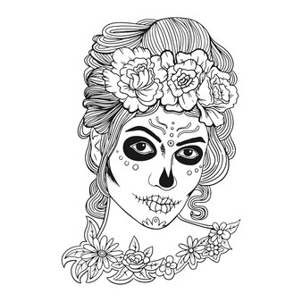 Page sugar skull adult coloring pages images
