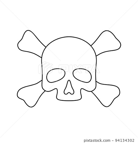 Coloring page with skull and crossbones for kids