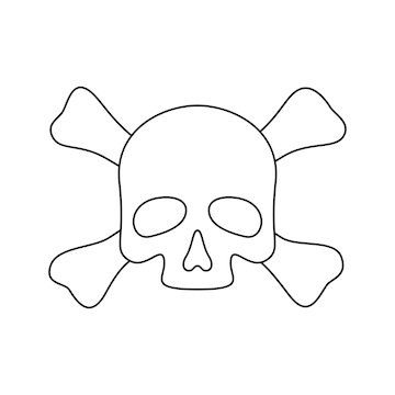 Premium vector coloring page with skull and crossbones for kids