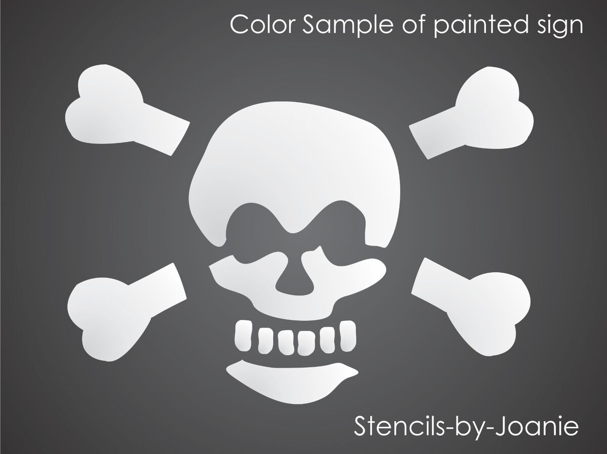 Skull cross bones stencil head skeleton poison beware pirate craft signs joanie