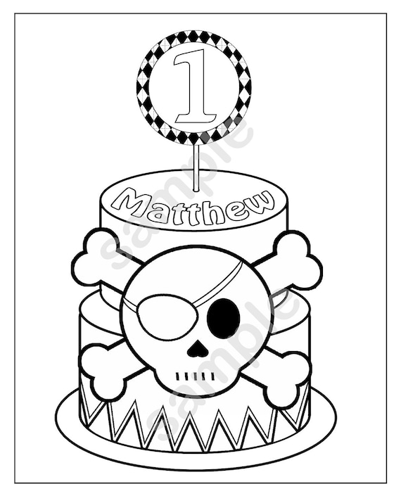 Personalized pirate coloring page birthday party favor colouring activity sheet personalized printable template