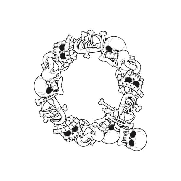 Skull and crossbones stencil drawings stock illustrations royalty