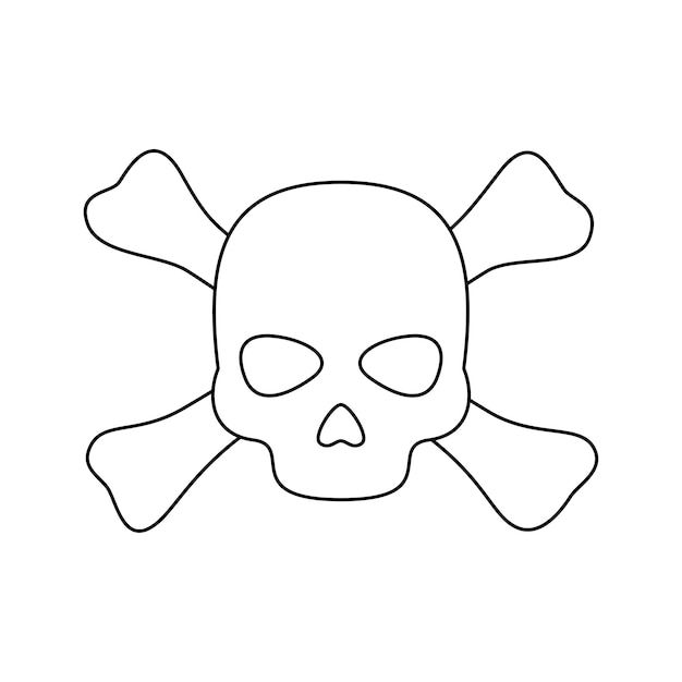 Premium vector coloring page with skull and crossbones for kids