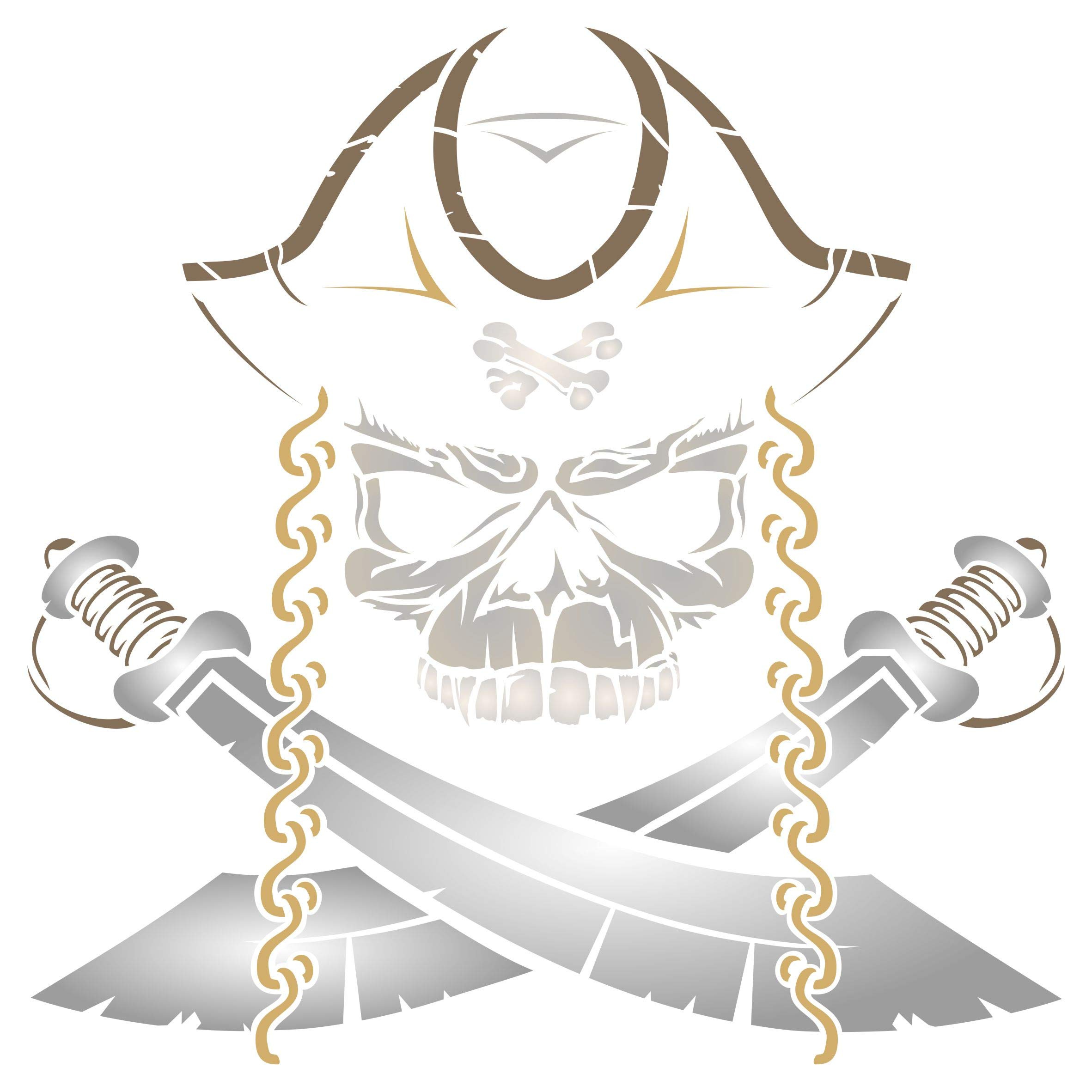 Pirate skull stencil x inch s