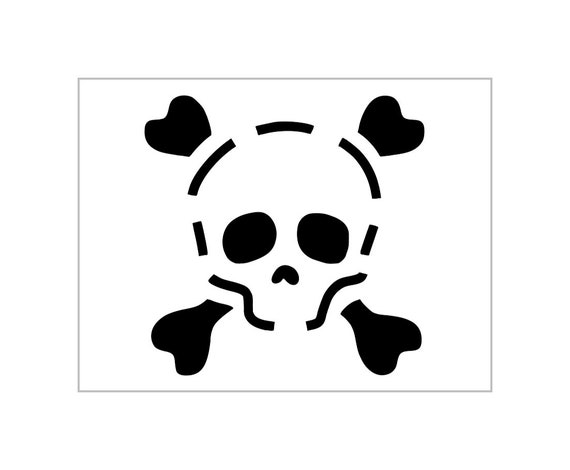 Skull and bones stencil halloween crossbones pumpkin carving reusable sheet s
