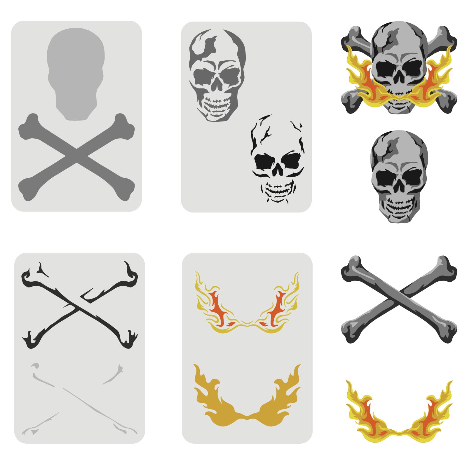 Fingerinspire pcs layered pirate skull airbrush stencil template xcm a fire breathing horror human skeleton sheet painting stencils for painting on wood wall halloween home der home kitchen