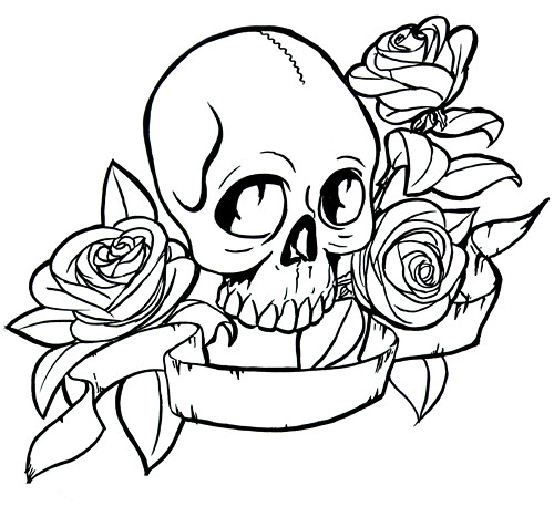 Skulls and roses tattoo inspired drawings with skulls and â