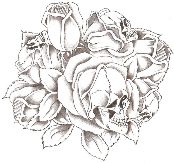 Skulls and roses by thelob on