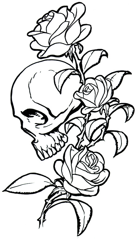 Skulls and roses tattoo inspired drawings with skulls and â