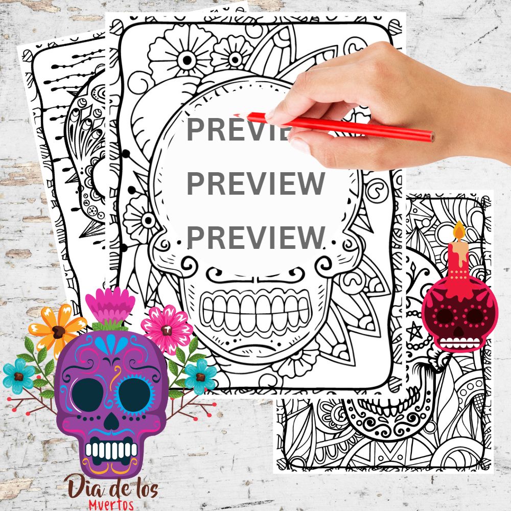 Day of the dead dia de los muertos sugar skull coloring sheets mindfulness made by teachers