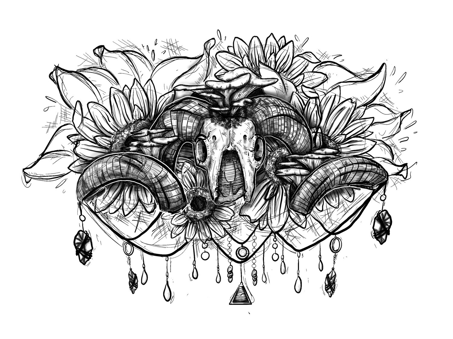 Ram skull coloring page â jamie walton art
