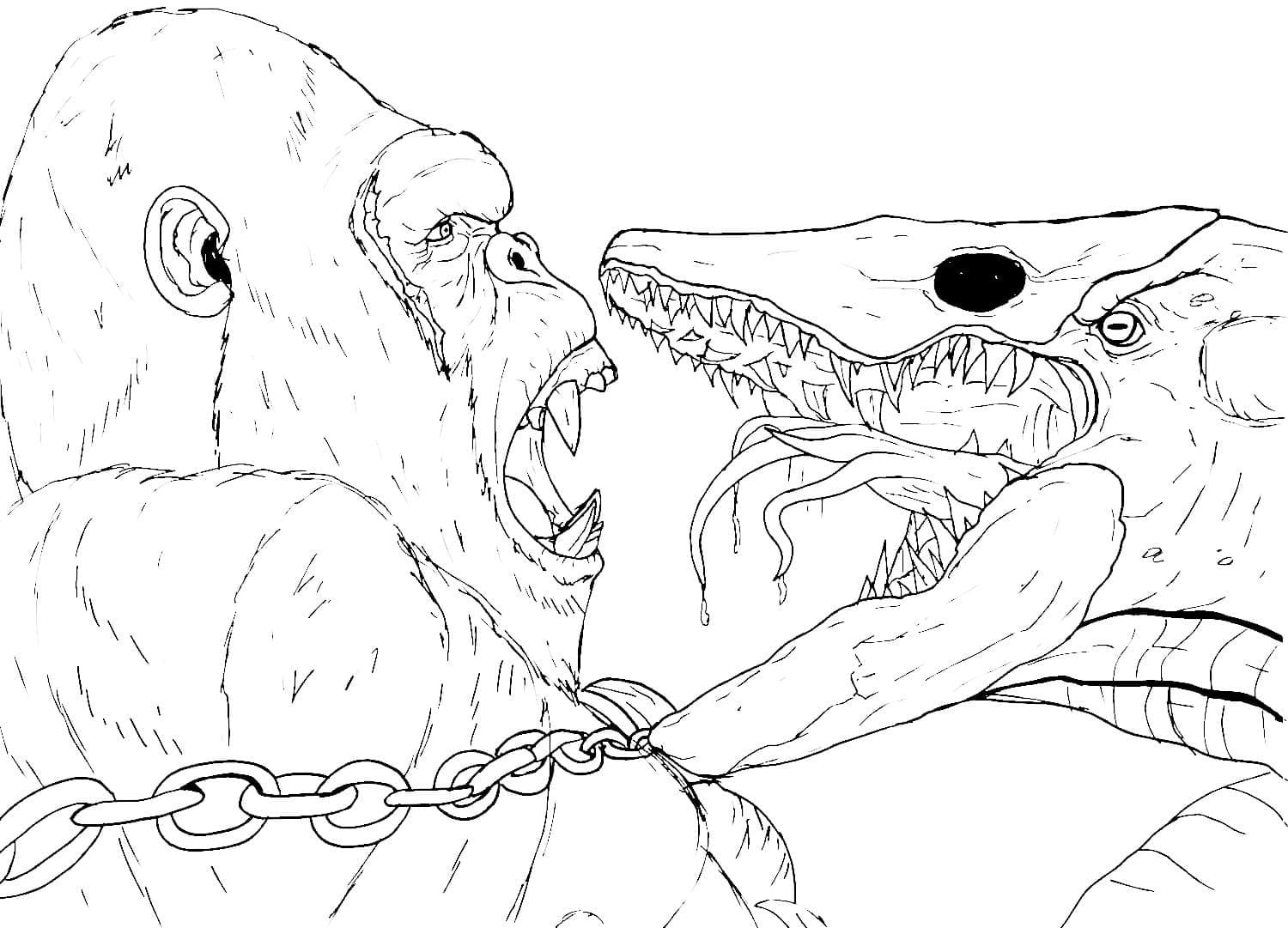 Coloriage king kong et skullcrawler