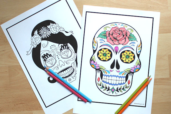 Day of the dead sugar skulls louring pictures