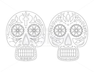 Sugar skull printable coloring pages for adults day of the dead skulls dia de los muertos digital coloring pages digital download â kelly