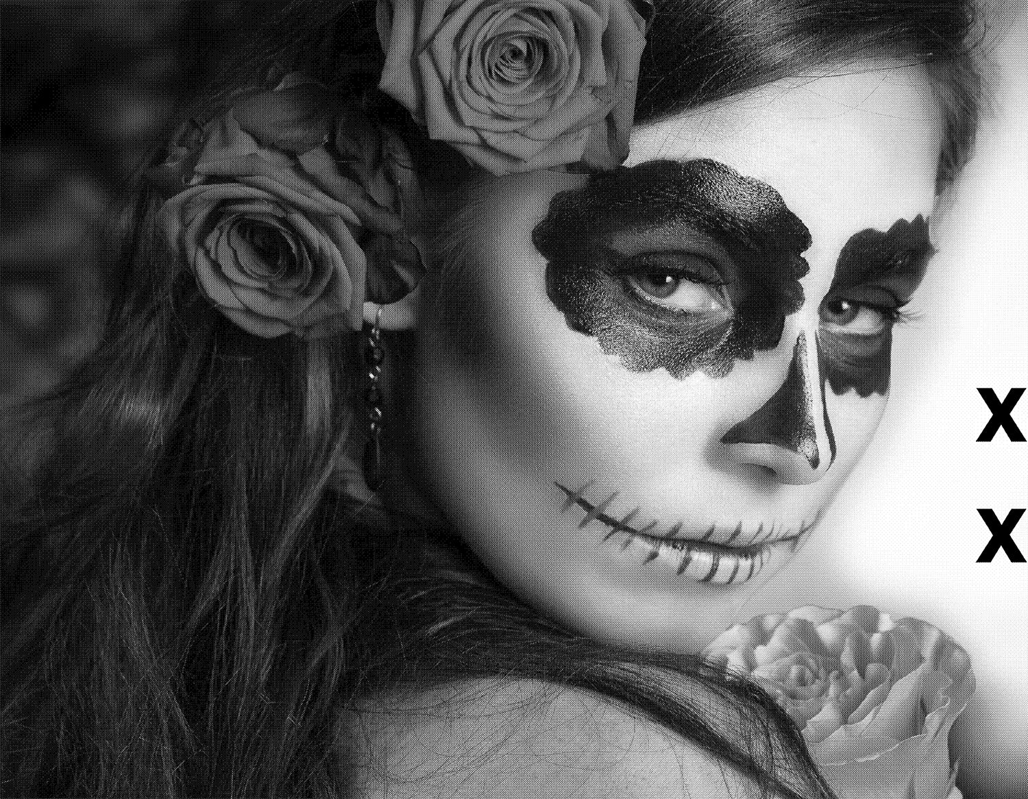 Day of the dead woman with sugar skull face paint