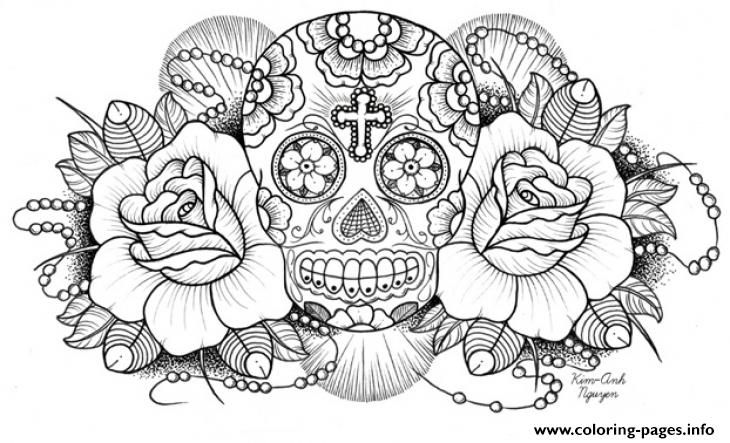 Print very difficult sugar skull for adults coloring pages skull coloring pages skulls drawing mandala coloring pages