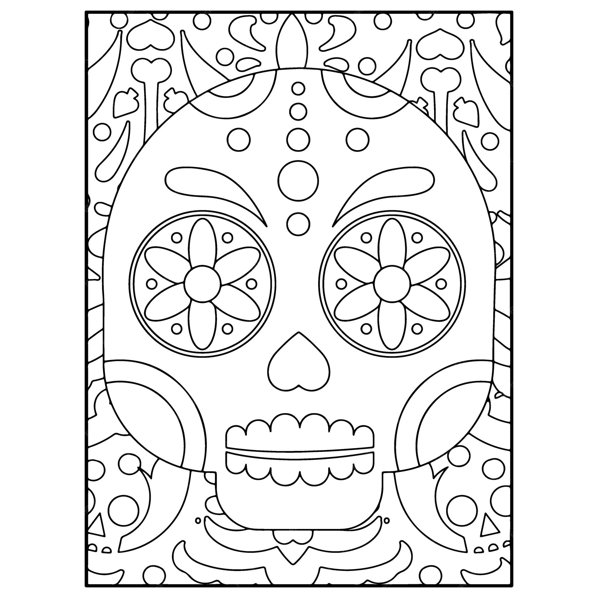 Premium vector sugar skull adult coloring pages