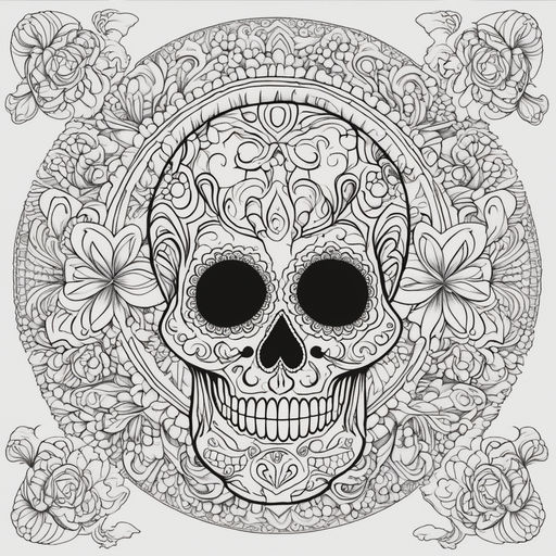 Sugar skulls adult coloring page