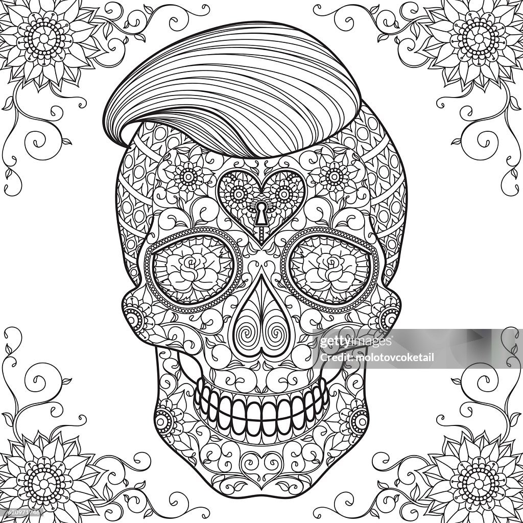 Adult coloring sugar skull high