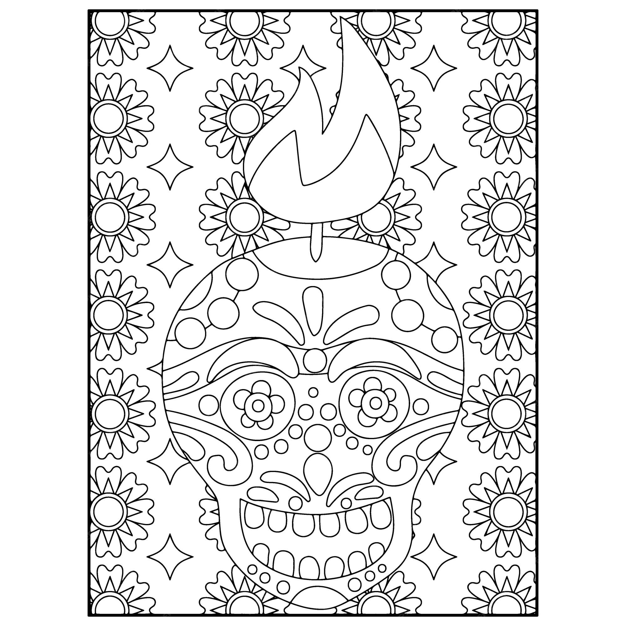 Premium vector sugar skull adult coloring pages