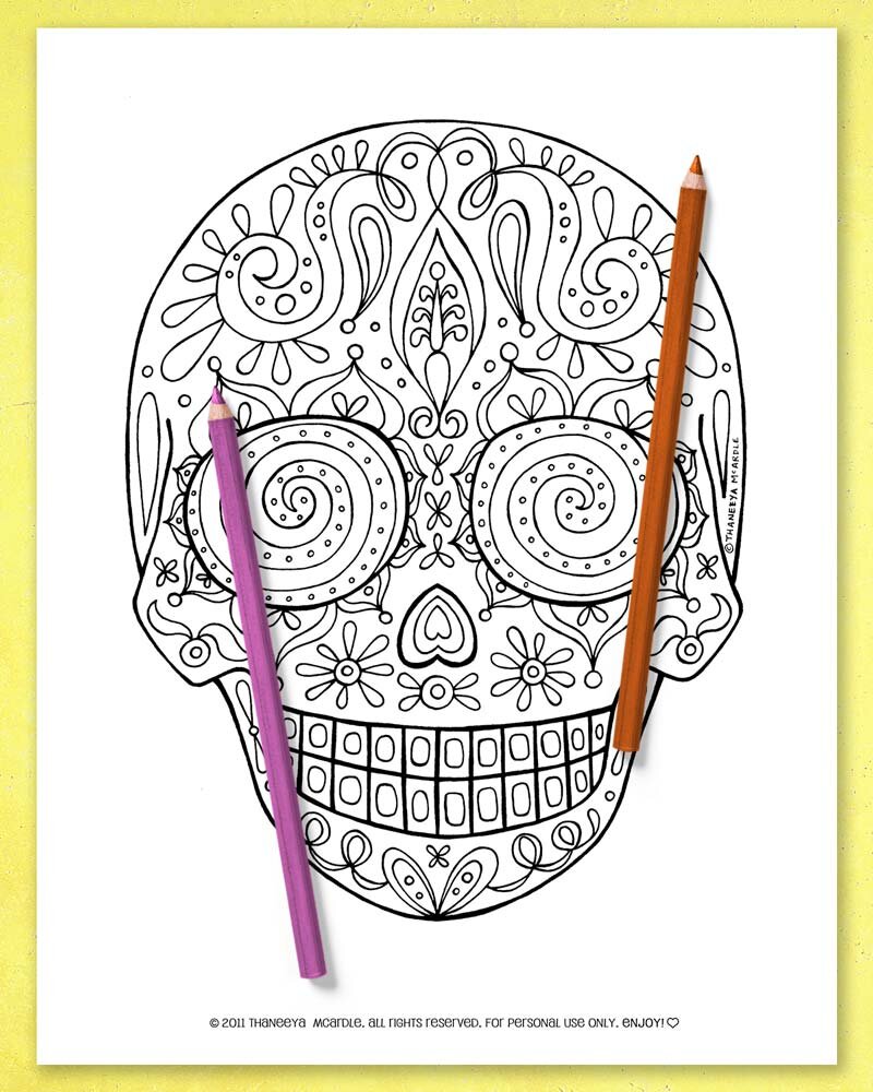 Sugar skull coloring pages