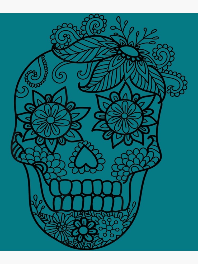 Adult coloring book style skull halloween coloring art print for sale by pingvinstudioz