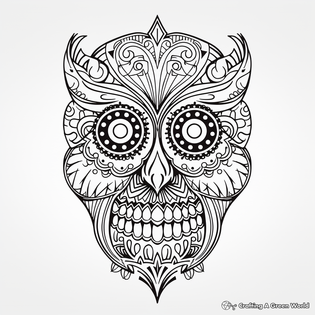Sugar skull owl coloring pages