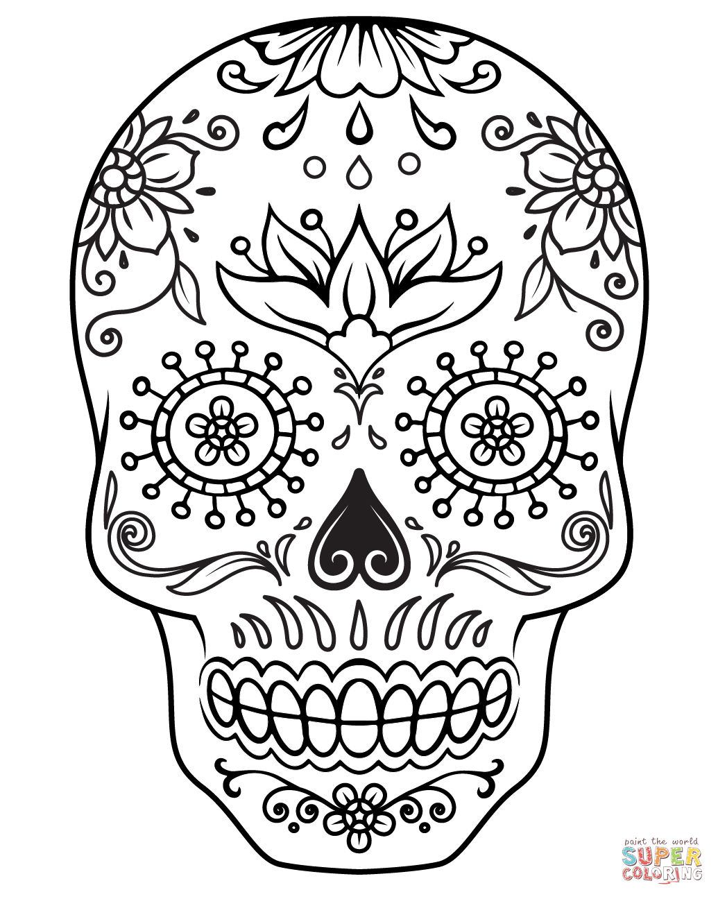 Sugar skull coloring page free printable coloring pages