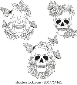 Halloween skull coloring page photos and images