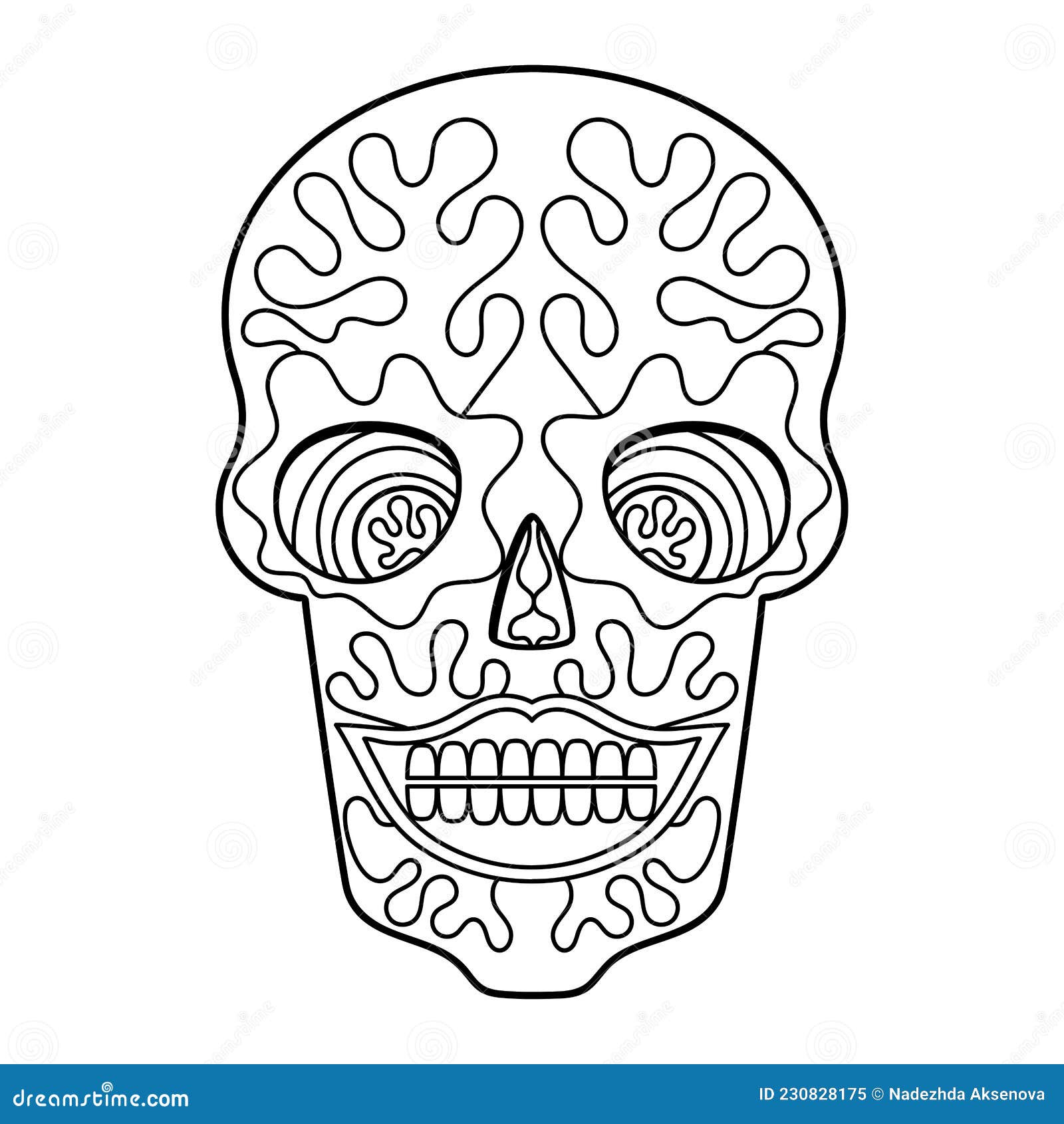 Coloring book for adult sugar skull for halloween or day of the dead stock vector
