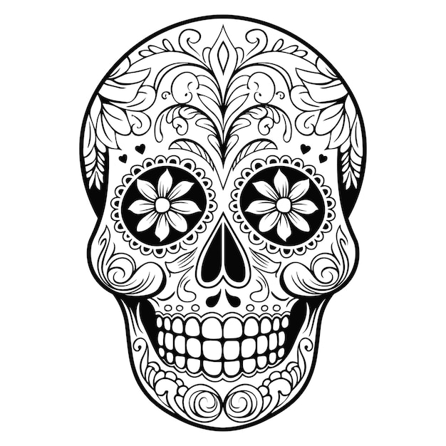 Premium vector sugar skull mandala coloring pages