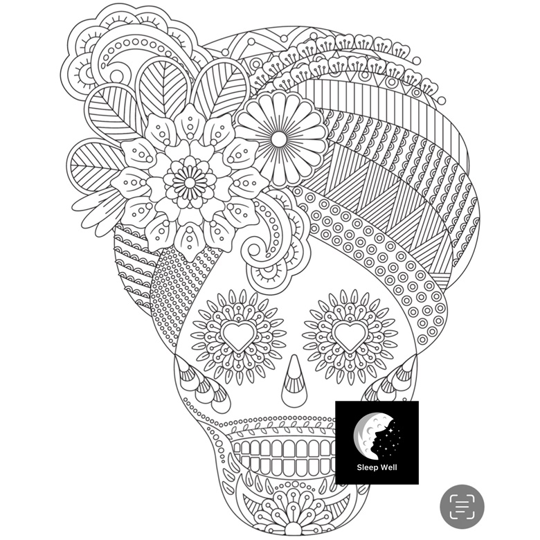 Skull love mandala coloring page