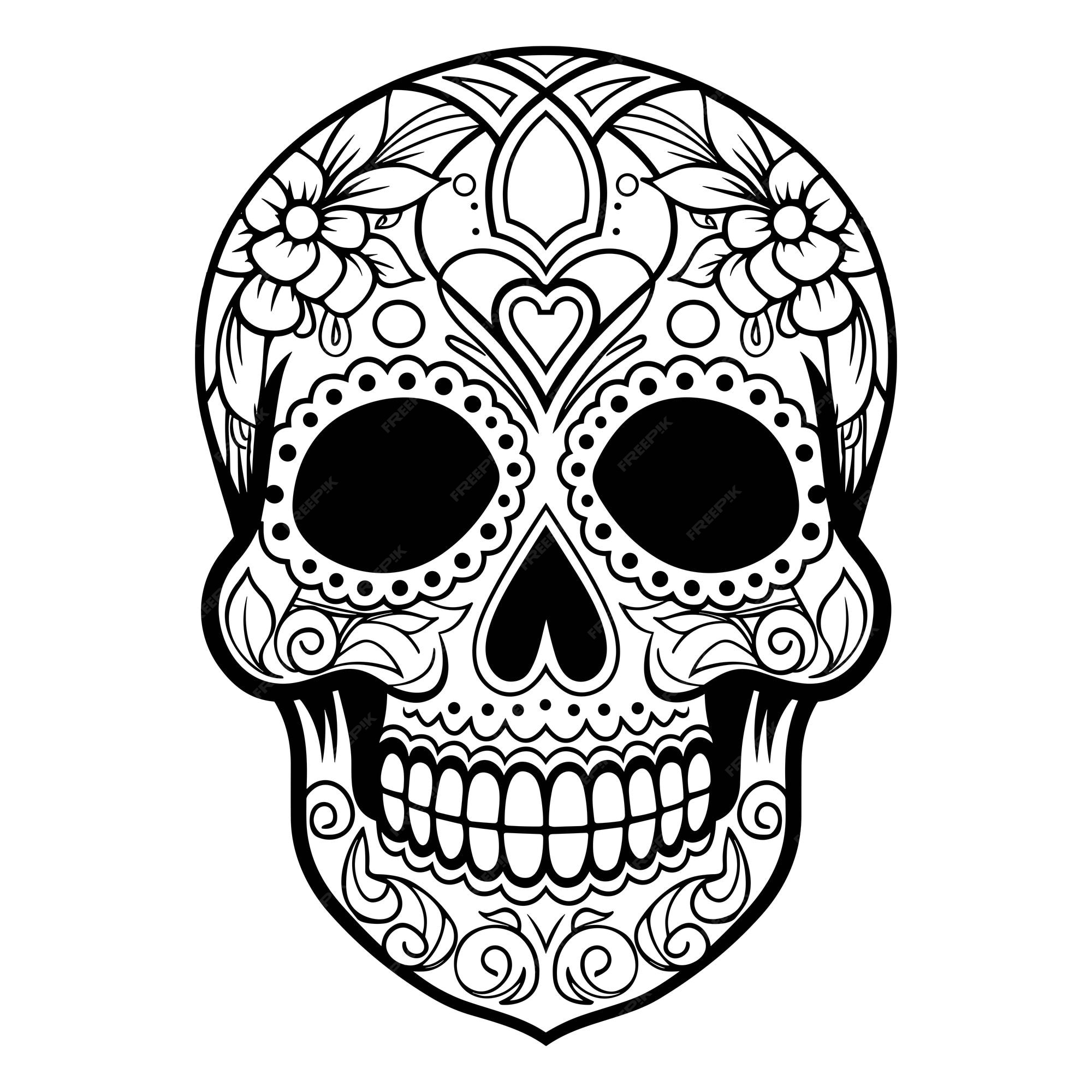 Premium vector sugar skull mandala coloring book