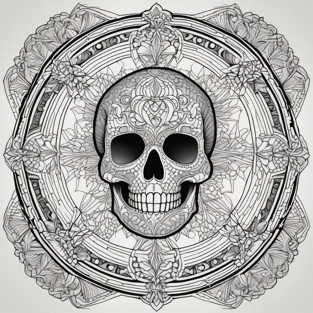 Sugar skull calavera floral skull mexican art black and white