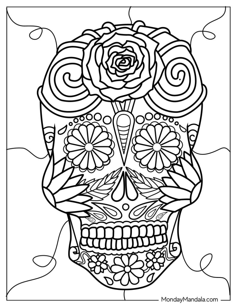 Sugar skulls coloring pages free pdf printables