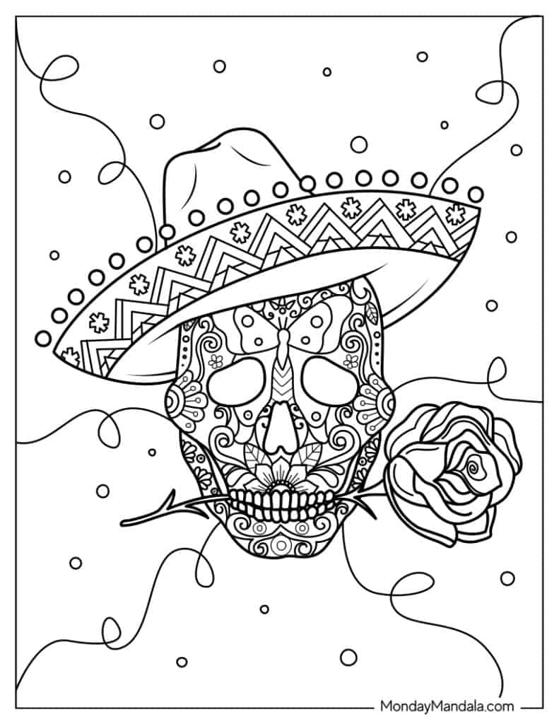 Sugar skulls coloring pages free pdf printables