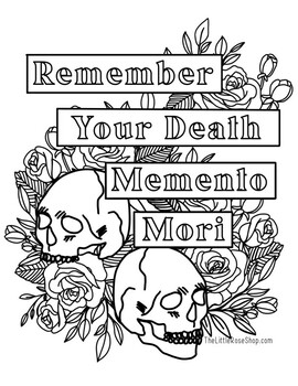Memento mori coloring page printable by the little rose shop tpt