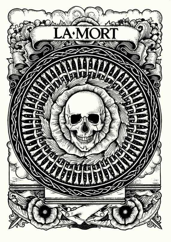 La mort skull art macabre skull and bones