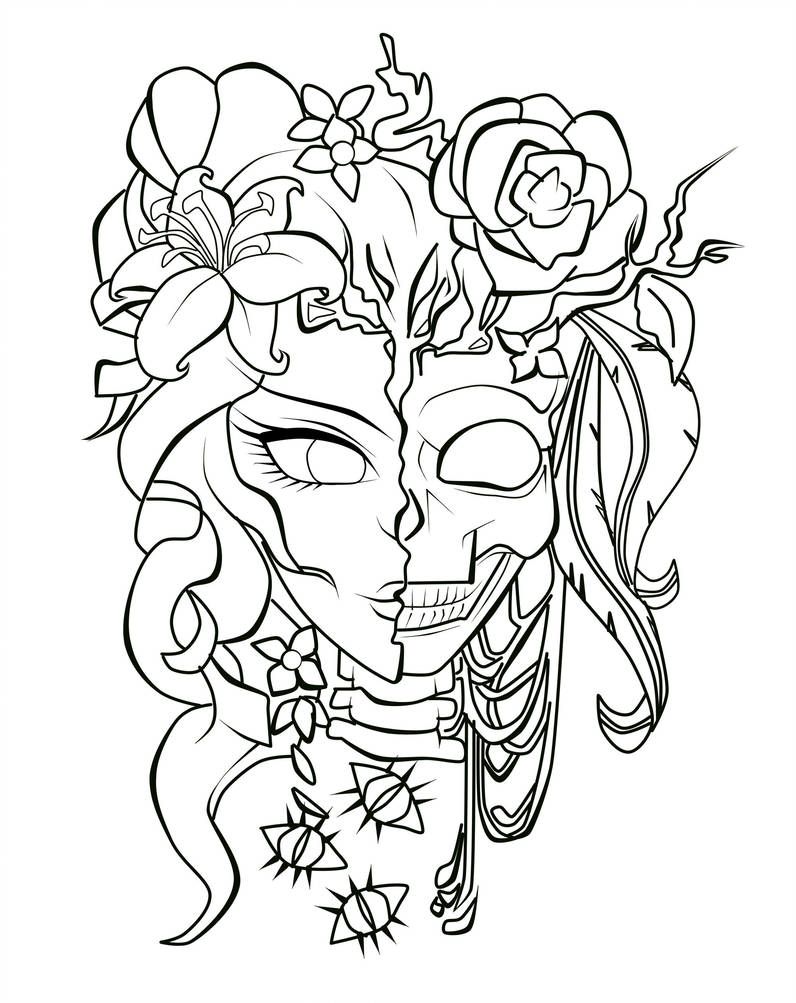 Memento mori by tokiseraph skull coloring pages coloring book art coloring pictures